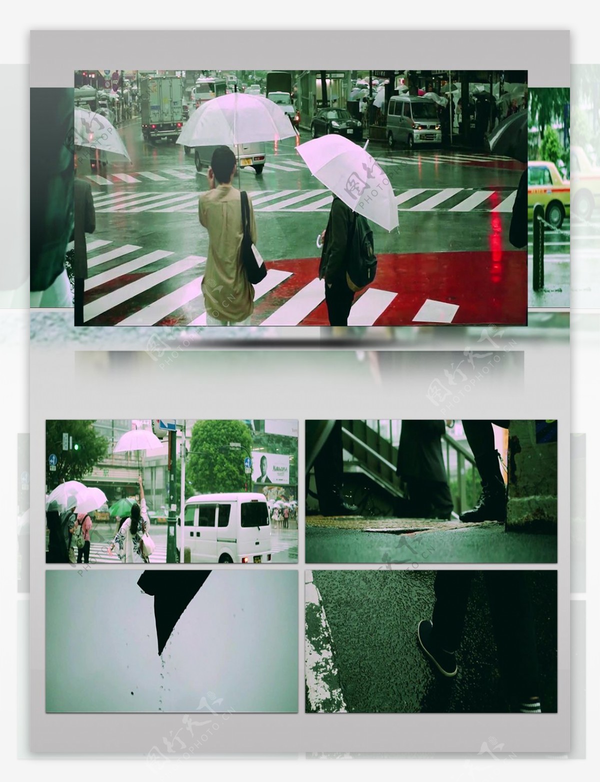 梅雨季节的城市街头人文