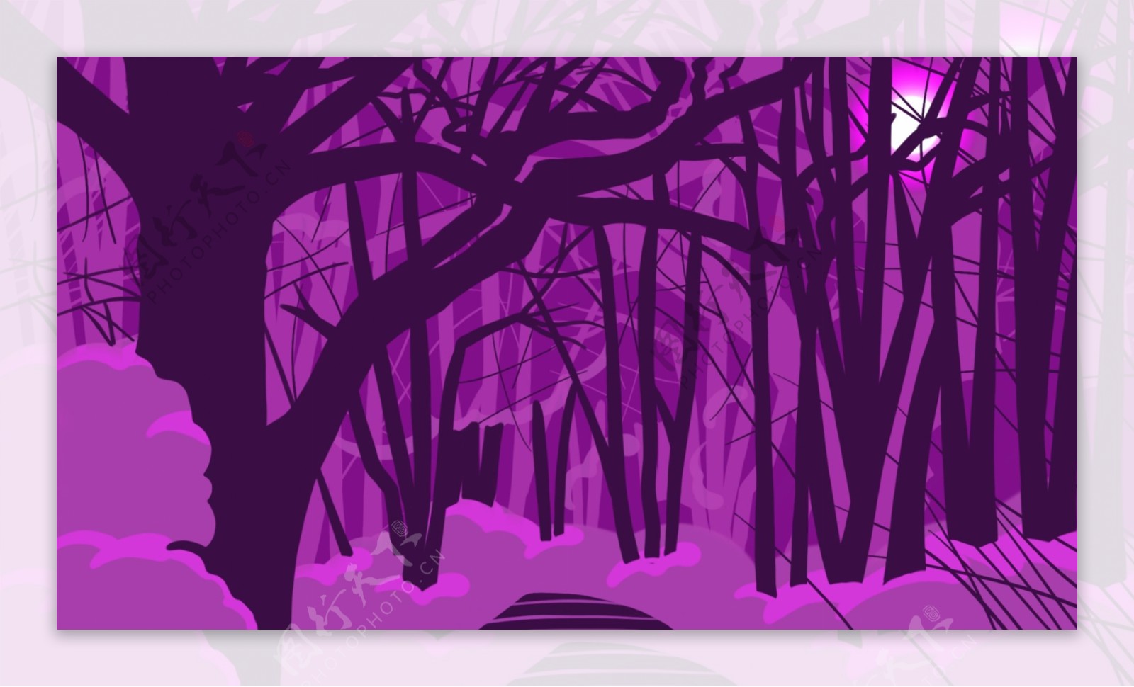 紫色系魔幻森林背景素材