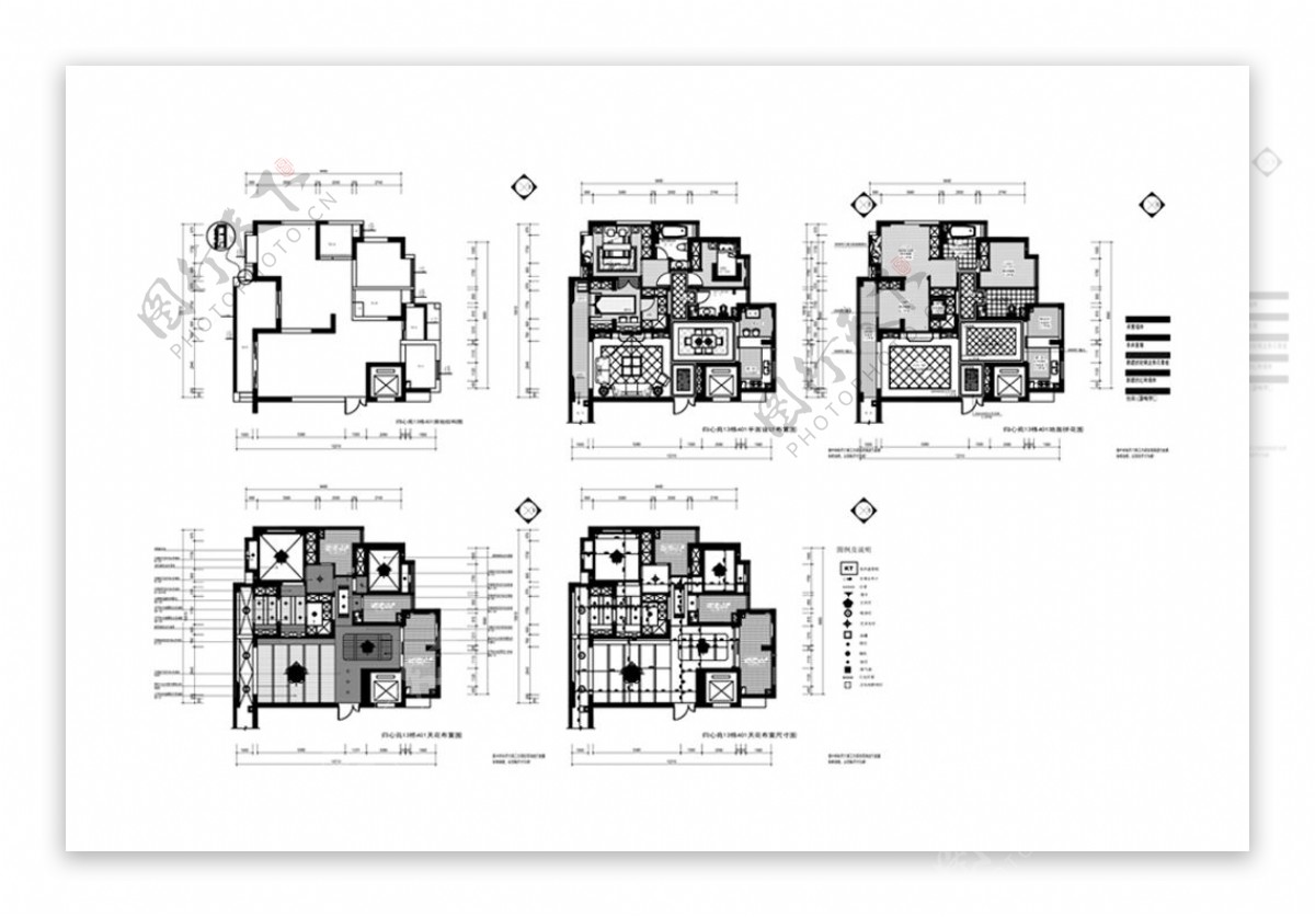 两居室居室CAD施工图纸