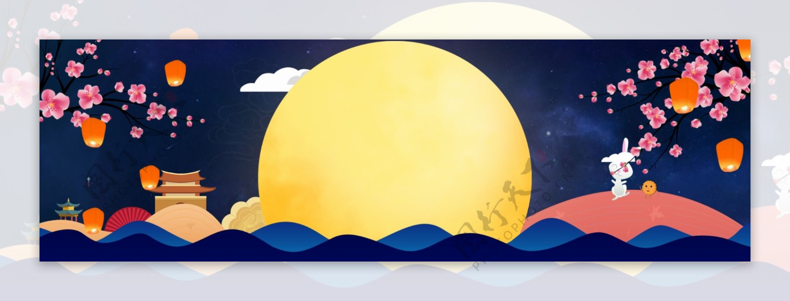 嫦娥夜景八月十五中秋节背景图