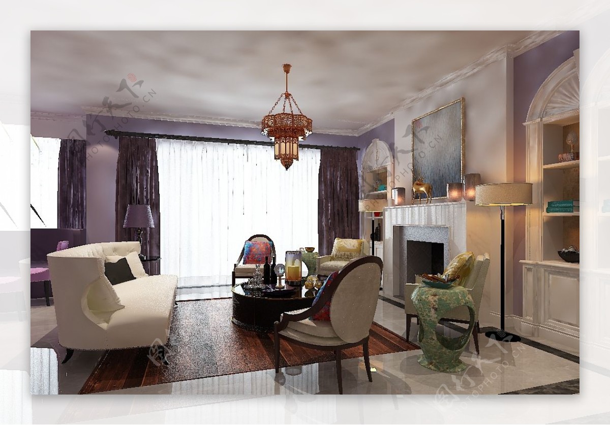客厅空间现代风格效果图模型