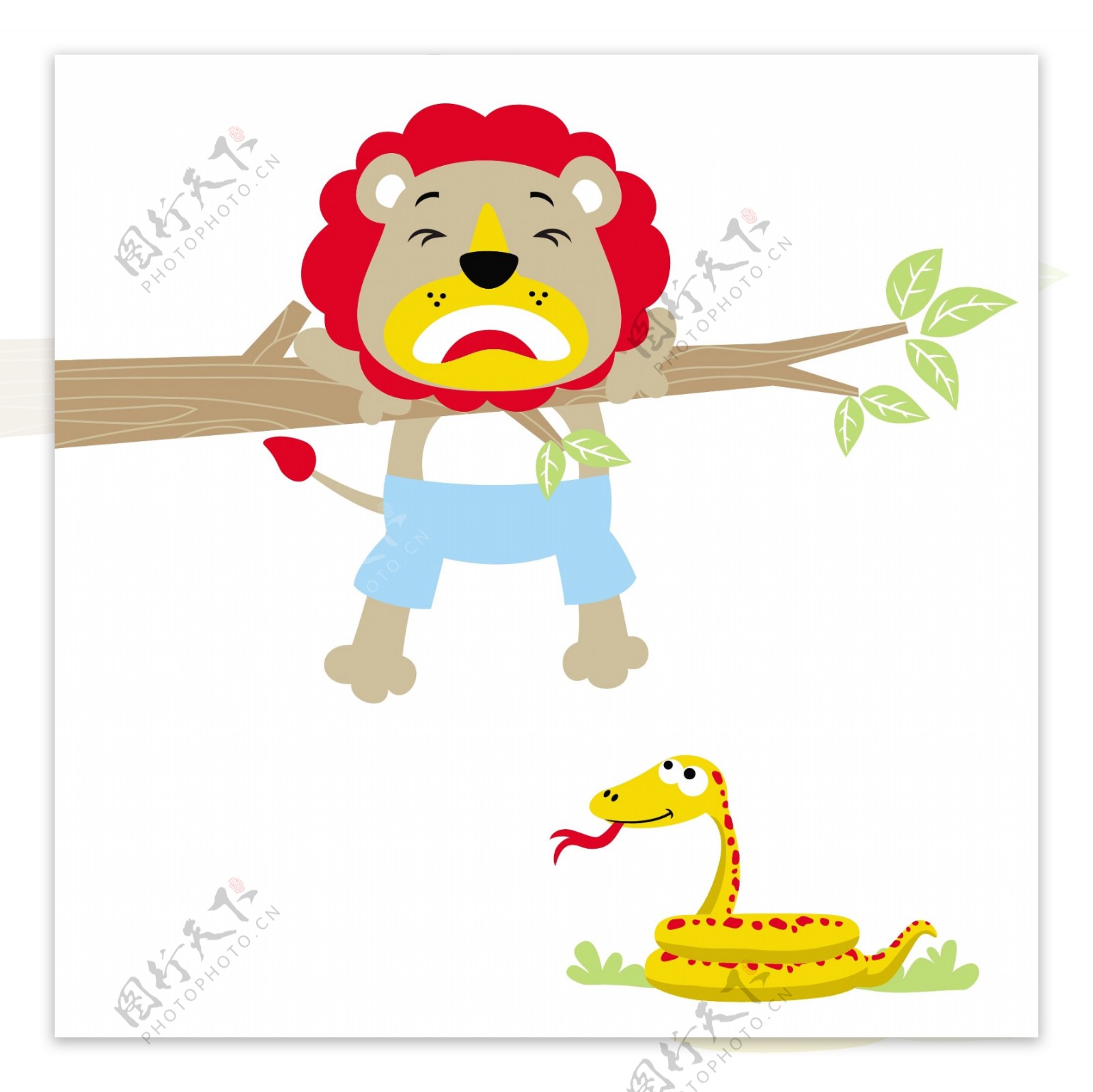 狮子挂树上卡通可爱装饰