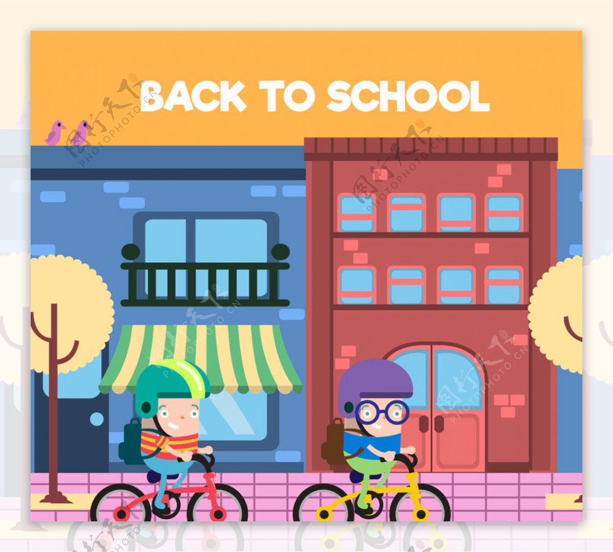 骑单车上学的男孩