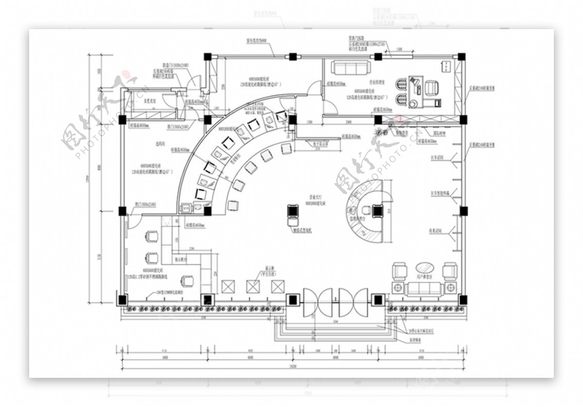 CAD电信营业厅平面功能规划