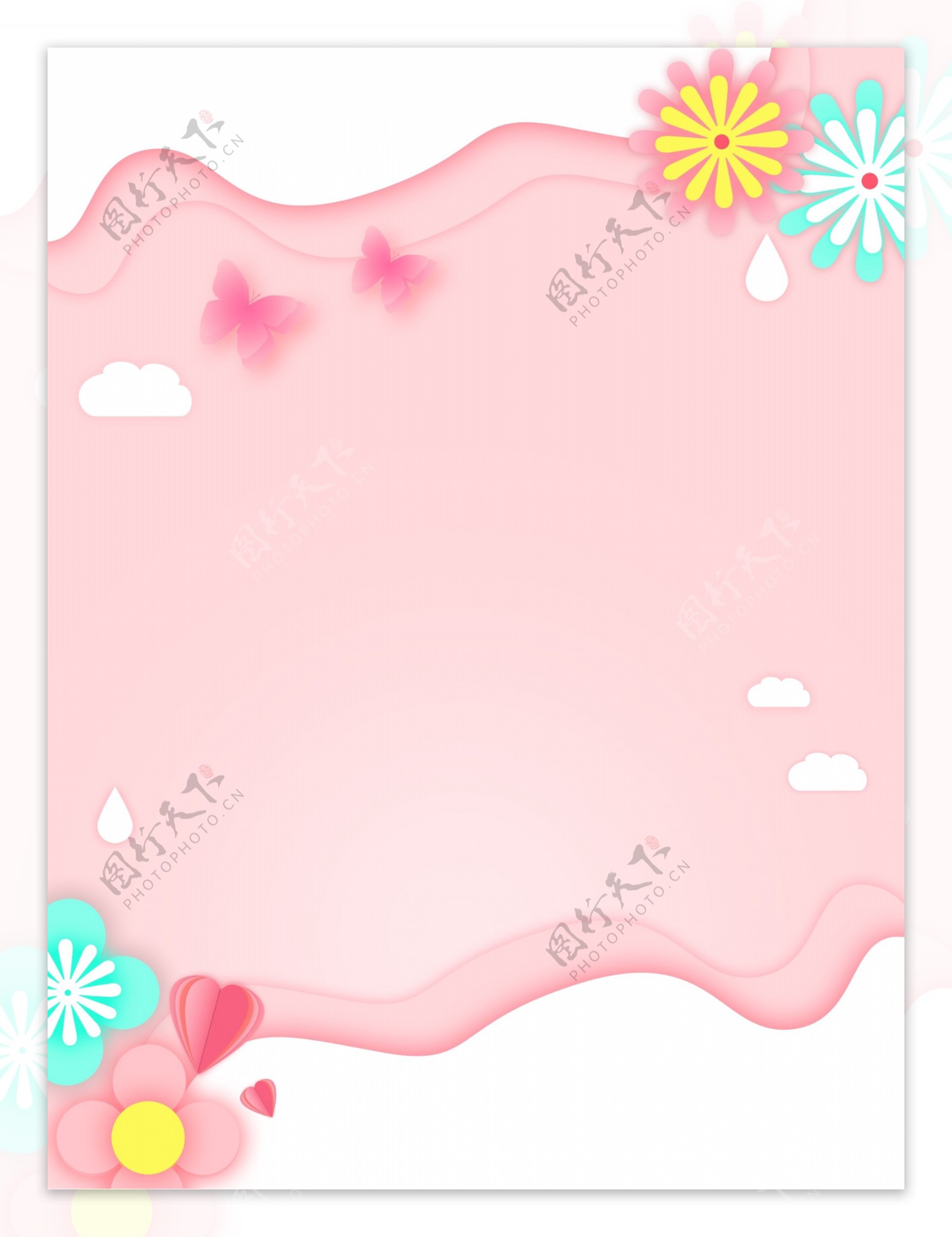 微立体纸片风粉色背景素材