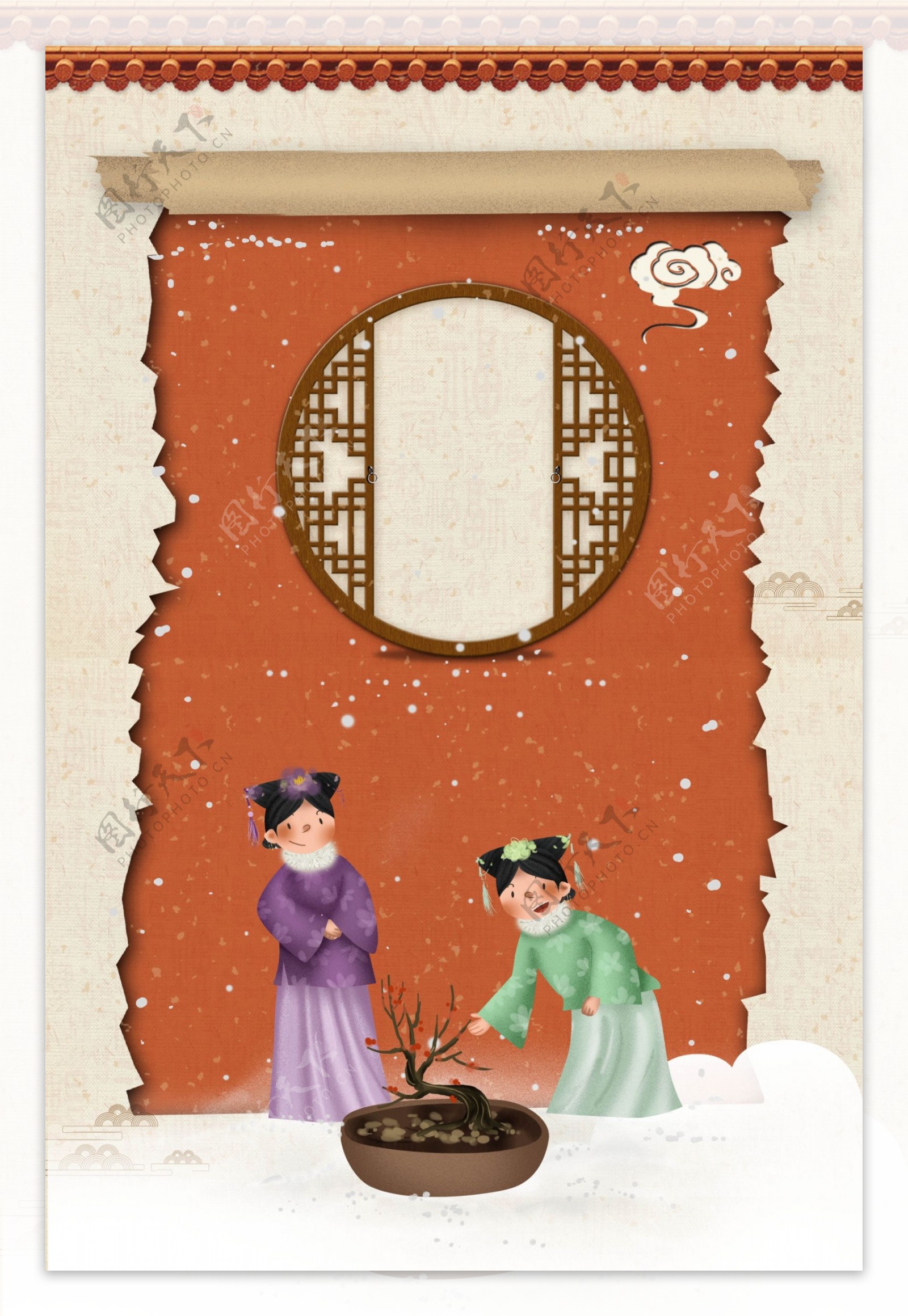 中国传统节气小雪海报背景