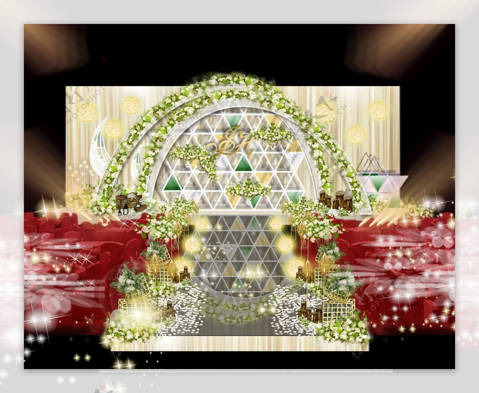 白绿色系婚礼布置设计图