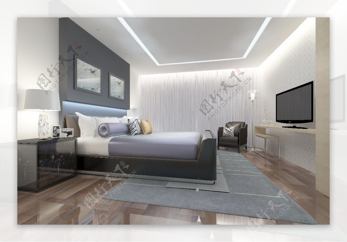 【酒店标准间双人客房3D模型】-现代VR有灯光有贴图MAX2013酒店标准间双人客房3d模型下载-ID460437-免费3Dmax模型库 - 青模3d模型网