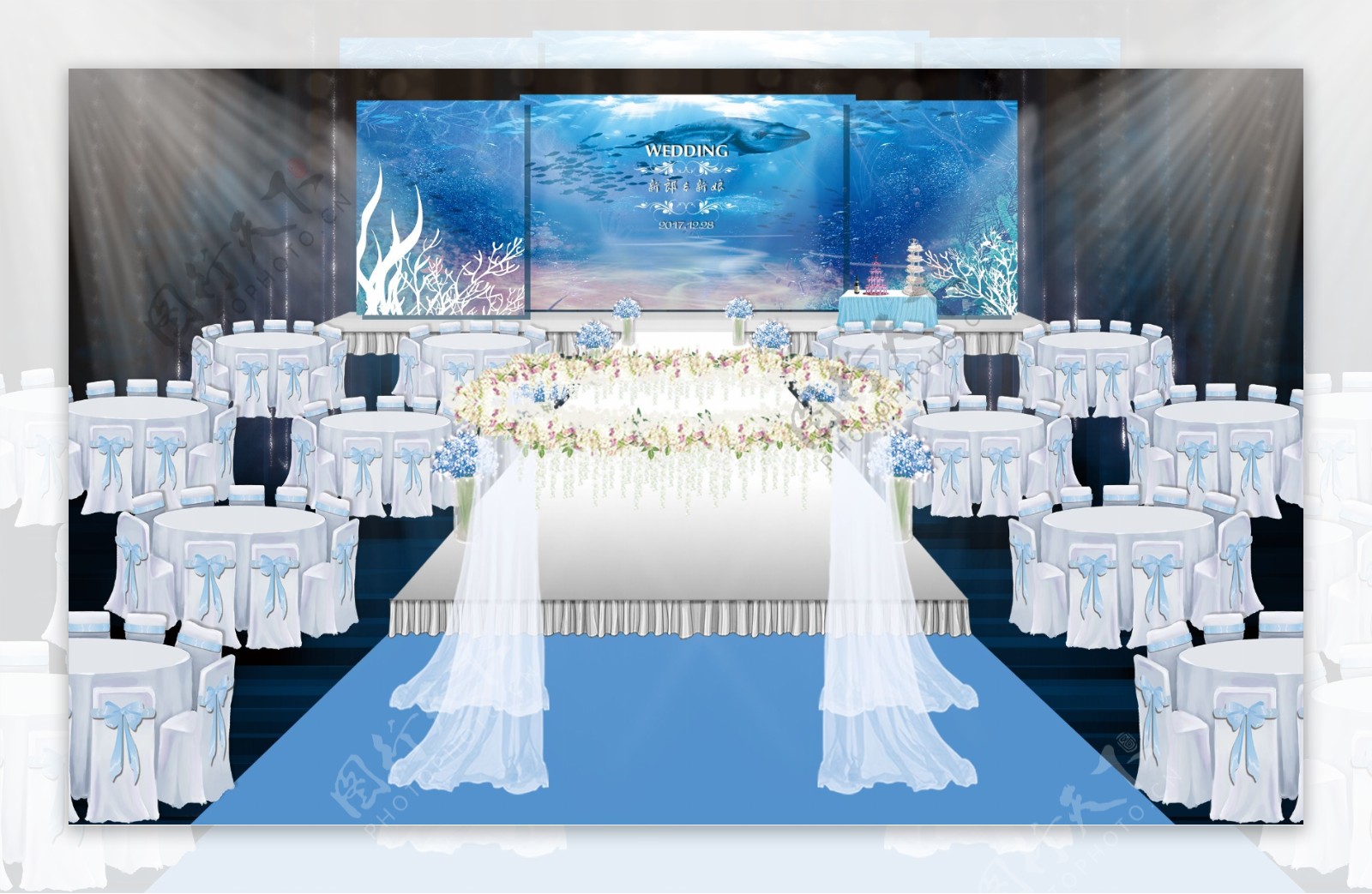 海洋系婚礼效果图图片-图行天下素材网