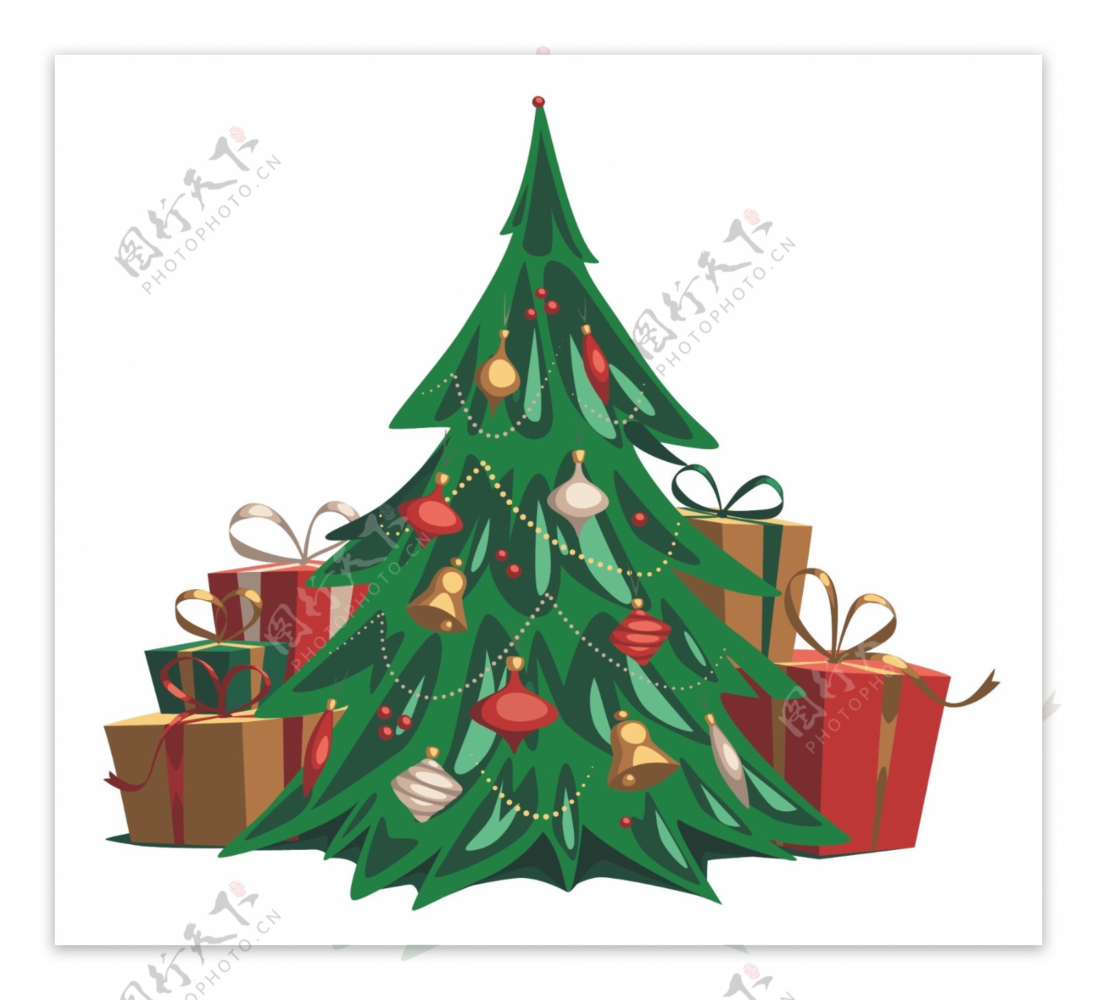 圣诞树和圣诞礼物矢量素材元素