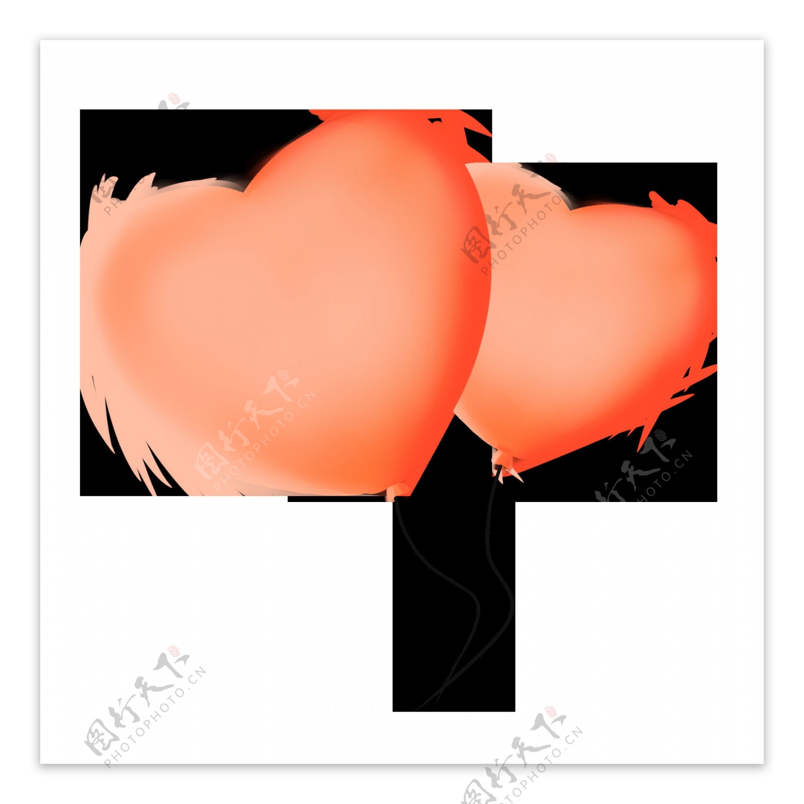 国庆节卡通手绘红色心形气球元素素材