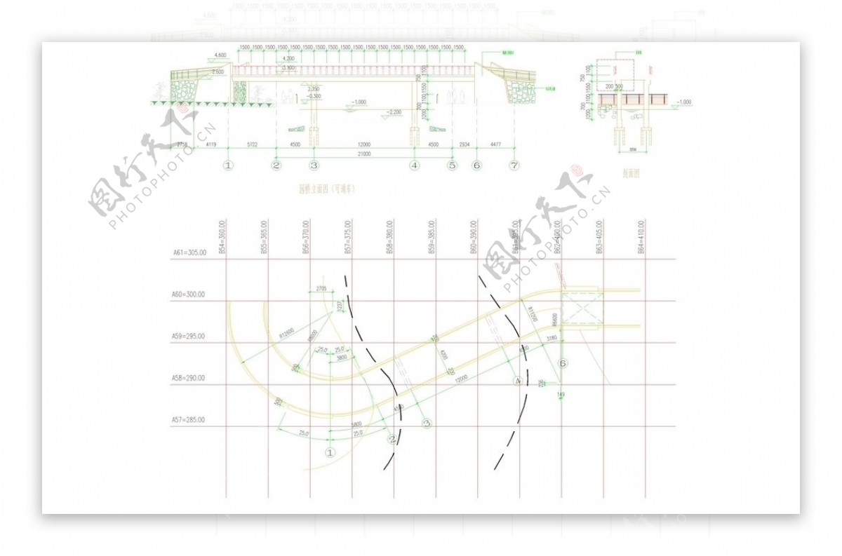 CAD公园绿化桥路道路绿化