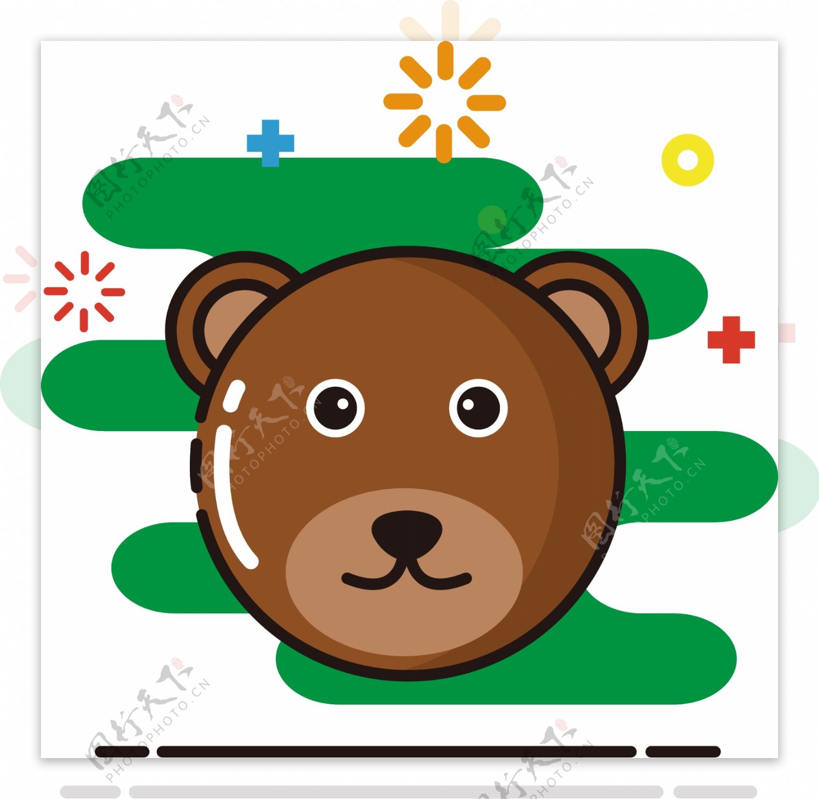 棕熊mbe图标圆形矢量卡通动物可商用元素