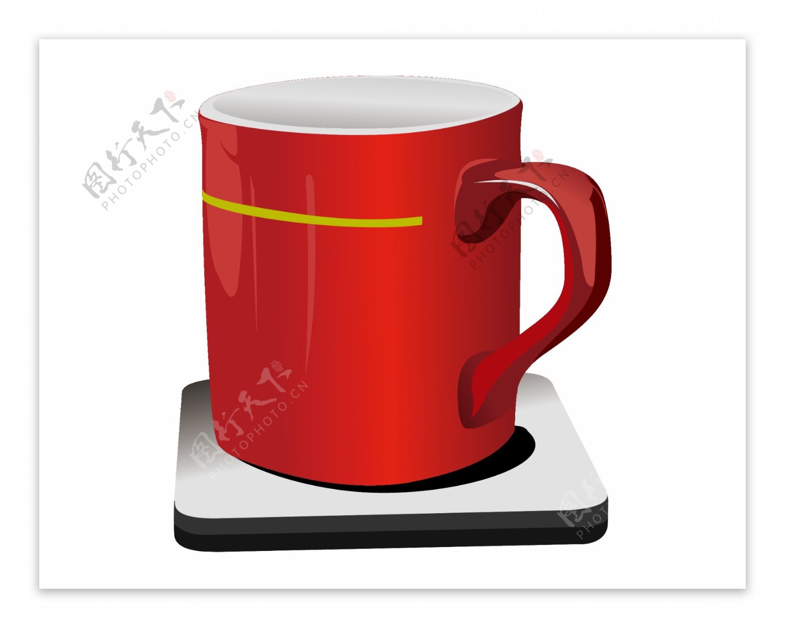 矢量红色陶瓷茶杯元素