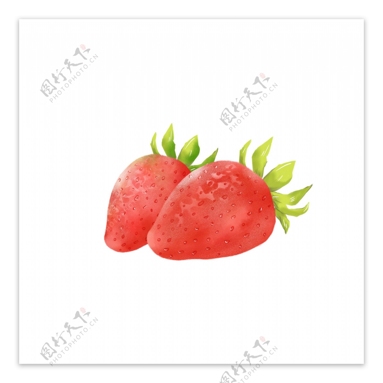 清新水果草莓水彩手绘插画风