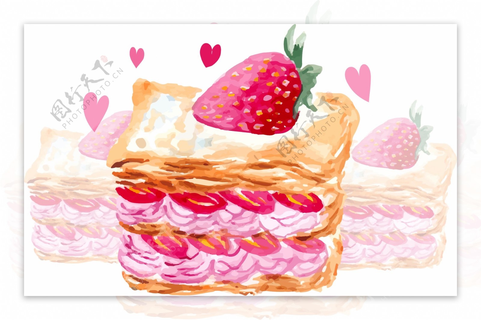 唯美草莓蛋糕元素