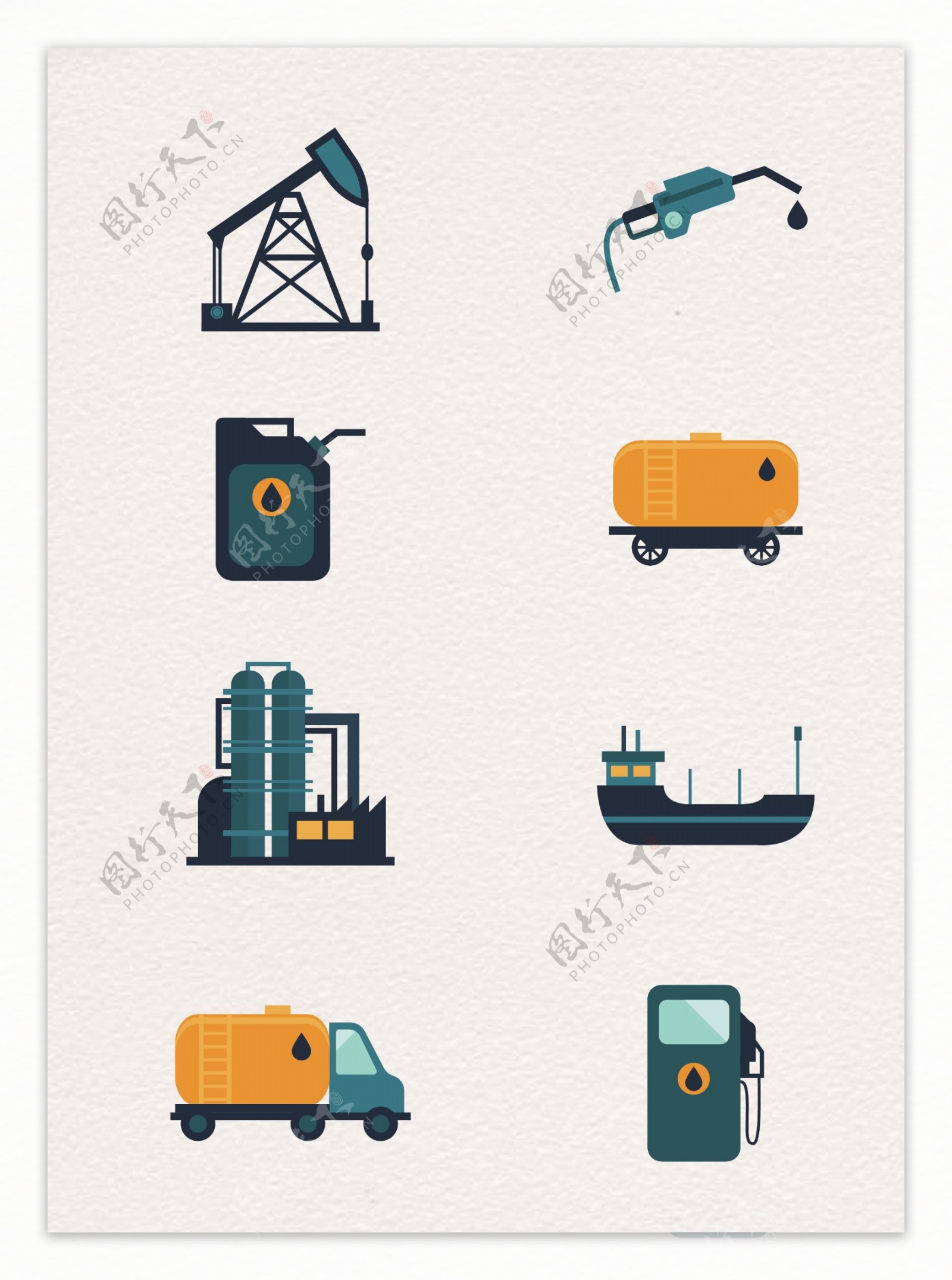 能源化工石油制造行业卡通图标素材