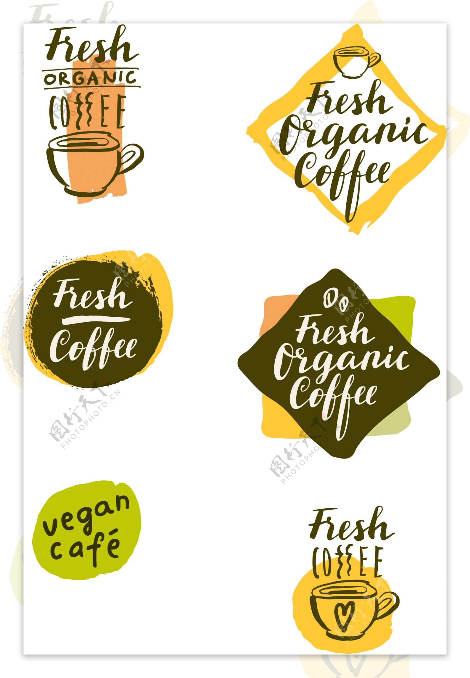 创意手写咖啡标志素材