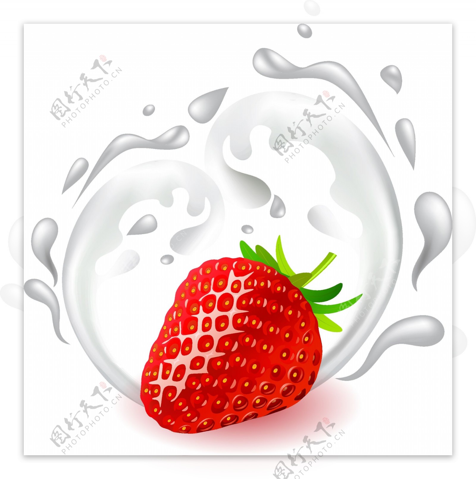 营养新鲜牛奶与草莓矢量图