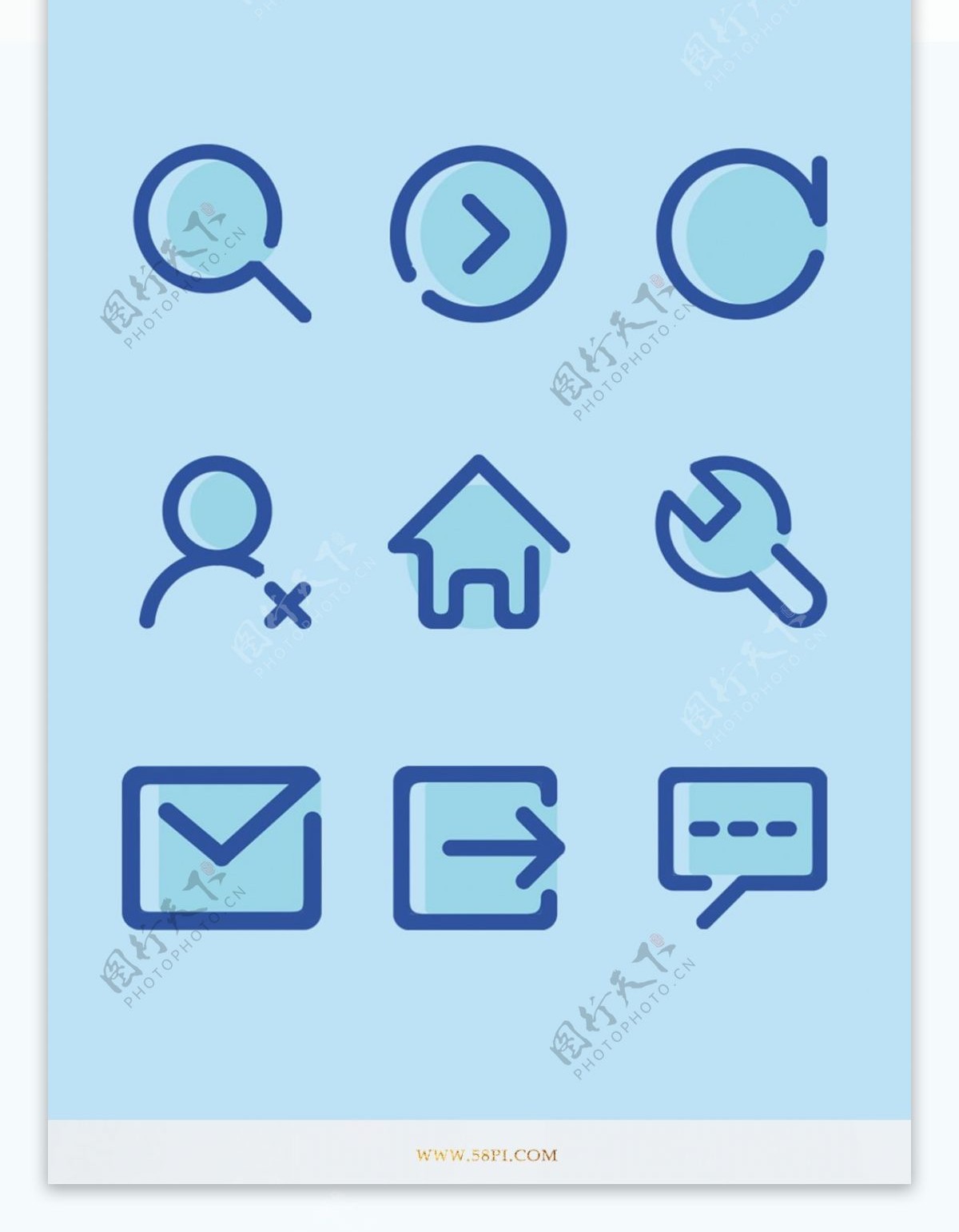 手绘简约网页UI图标icon