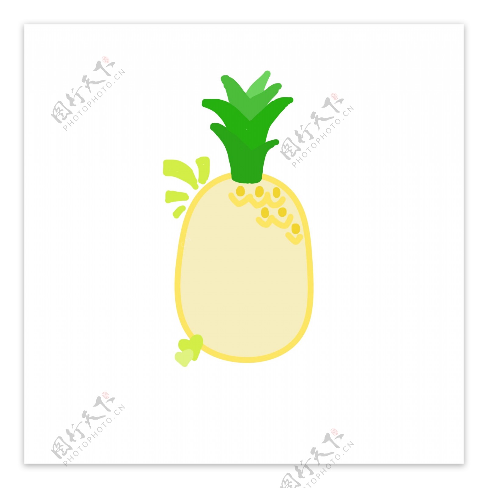 手绘卡通菠萝水果对话框边框可商用元素