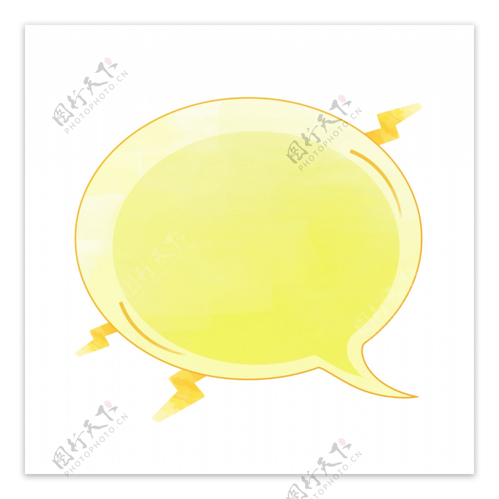 爆炸云对话黄色闪电气泡手绘清新会话元素