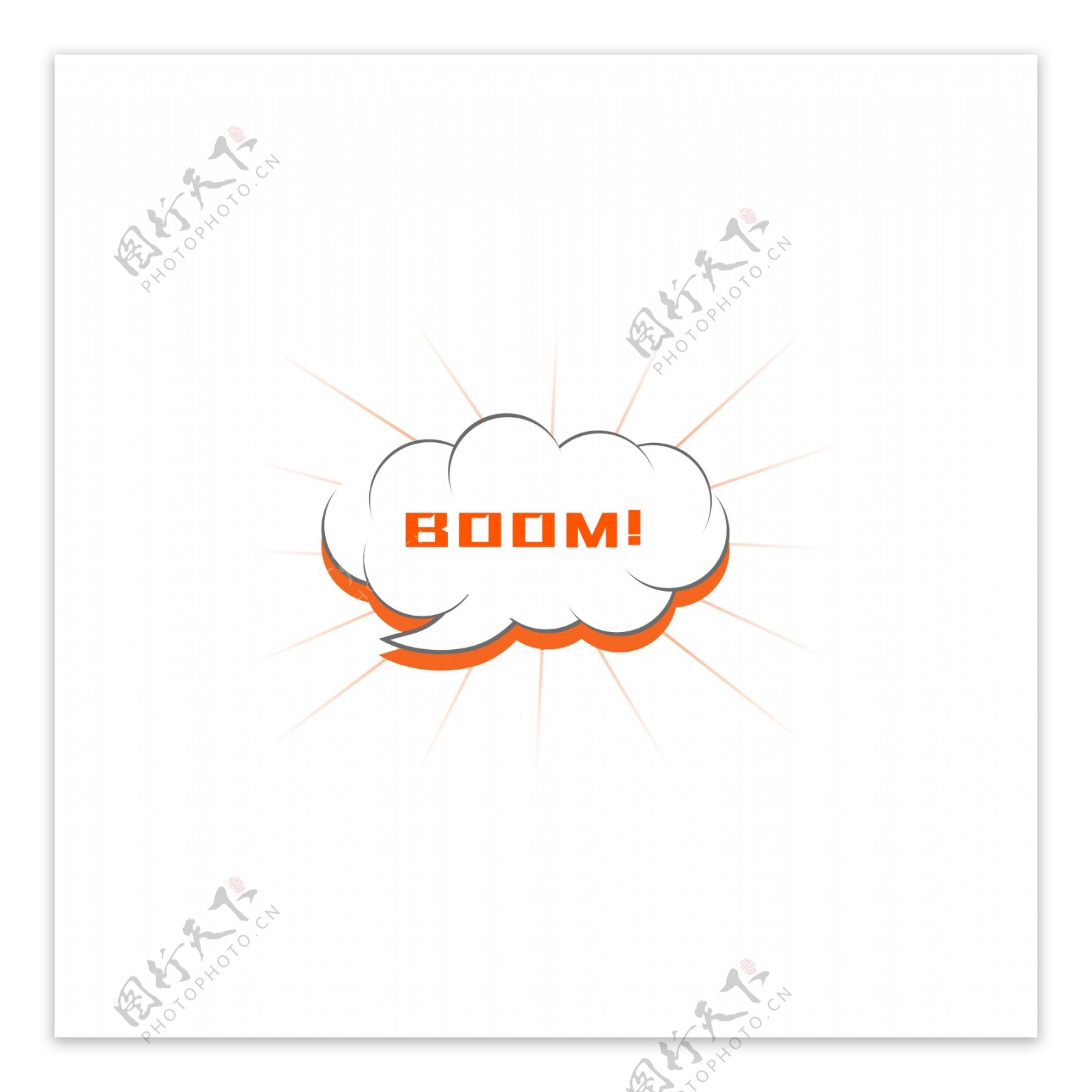 原创手绘风爆炸云对话框红色boom元素