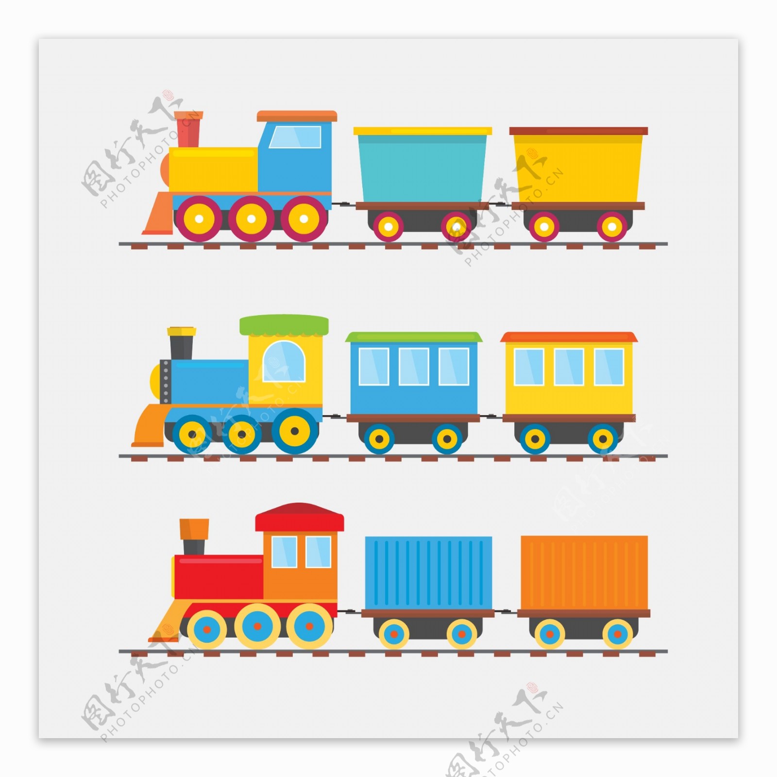 各种火车插图免抠png透明图层素材图片_装饰图案_设计元素-图行天下素材网