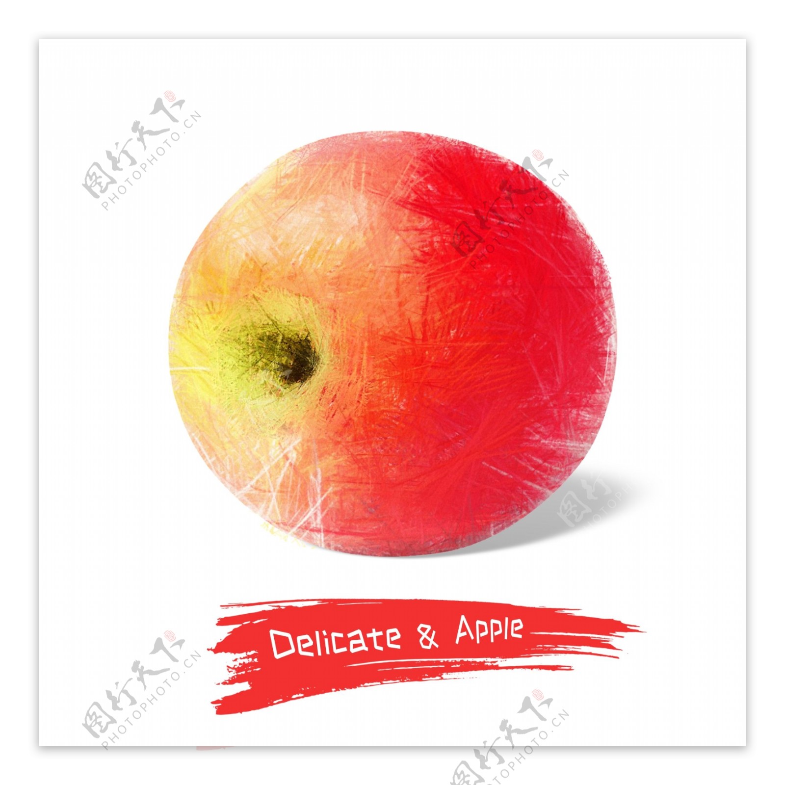 线圈印象手绘苹果原创商用元素