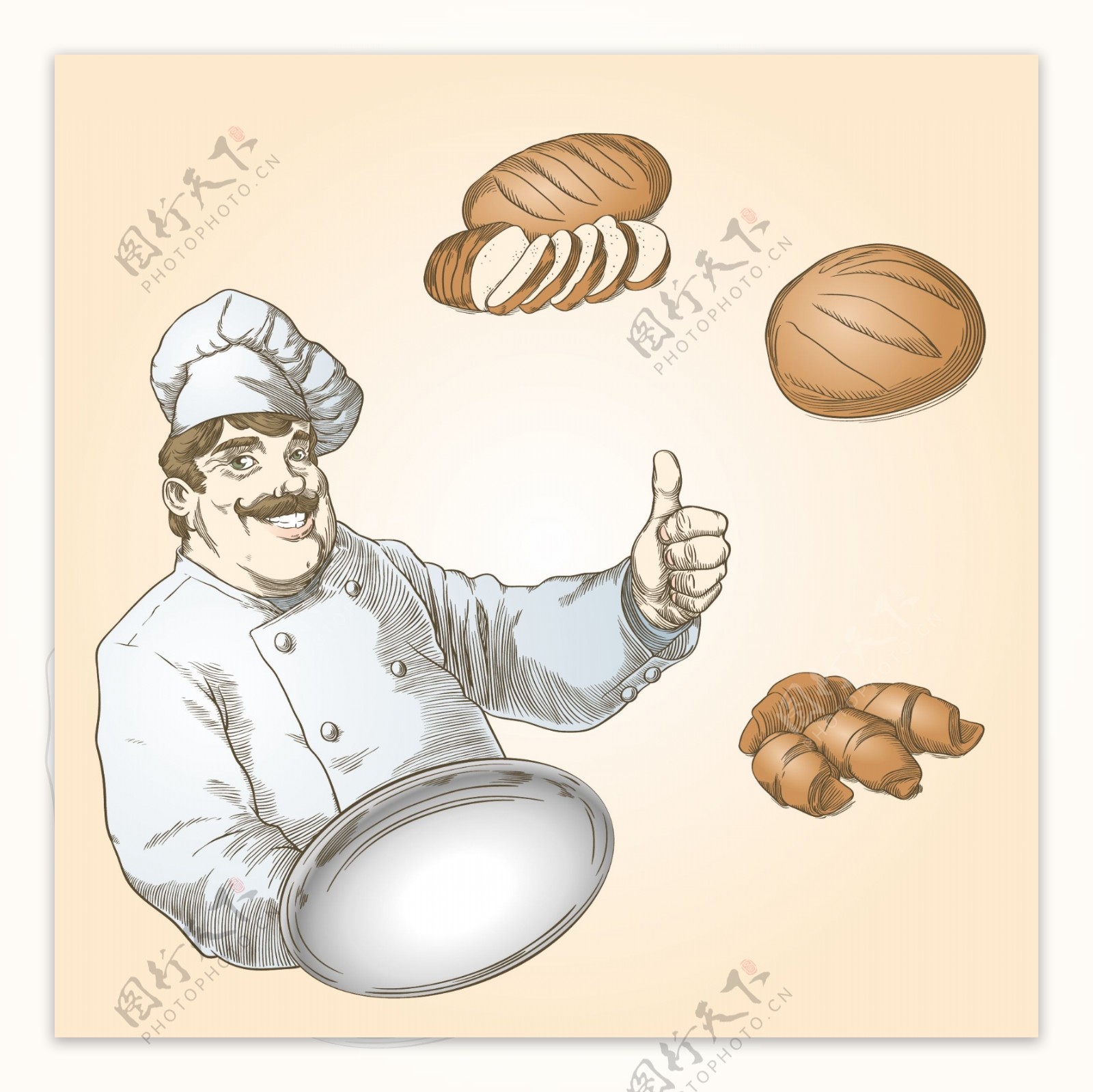 欧式复古手绘面包标签广告