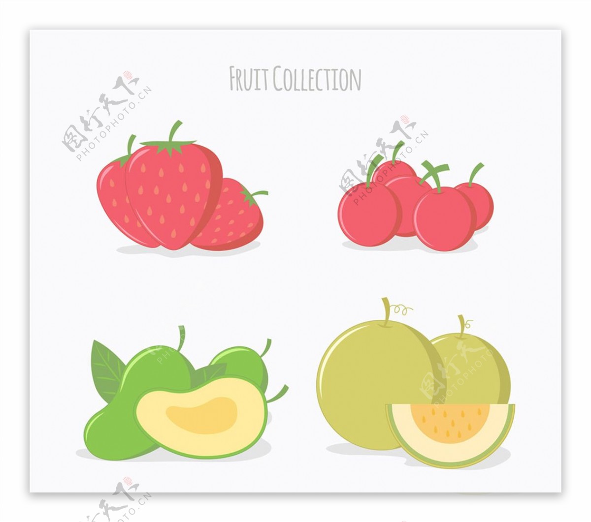 4组彩色水果设计矢量图