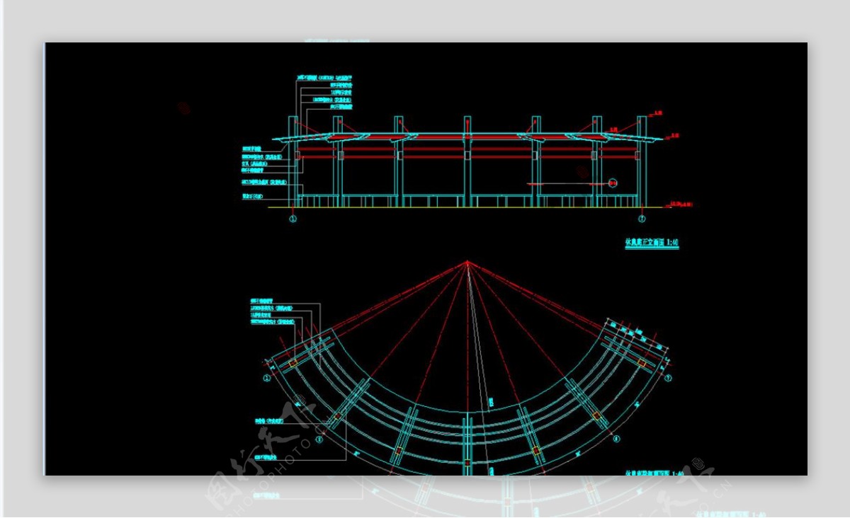 亭子廊子建筑结构详图CAD