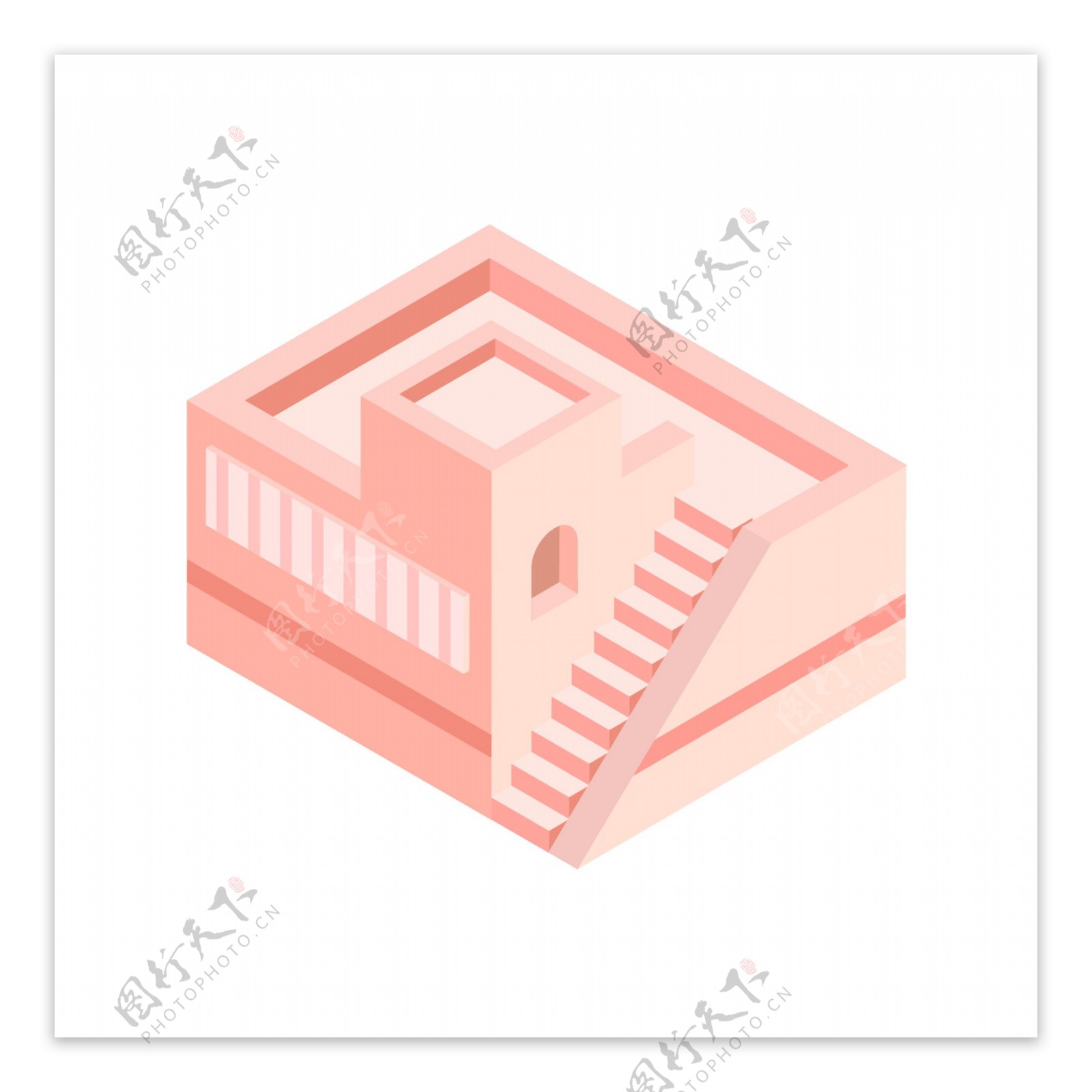 2.5D粉色房屋建筑