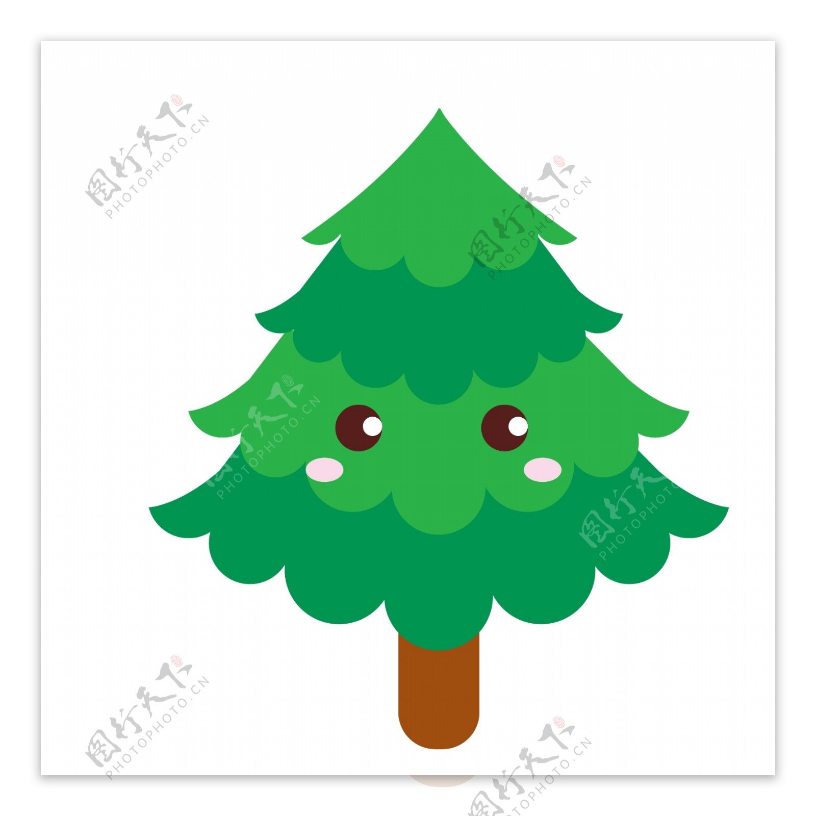 卡通可爱圣诞树绿色植物