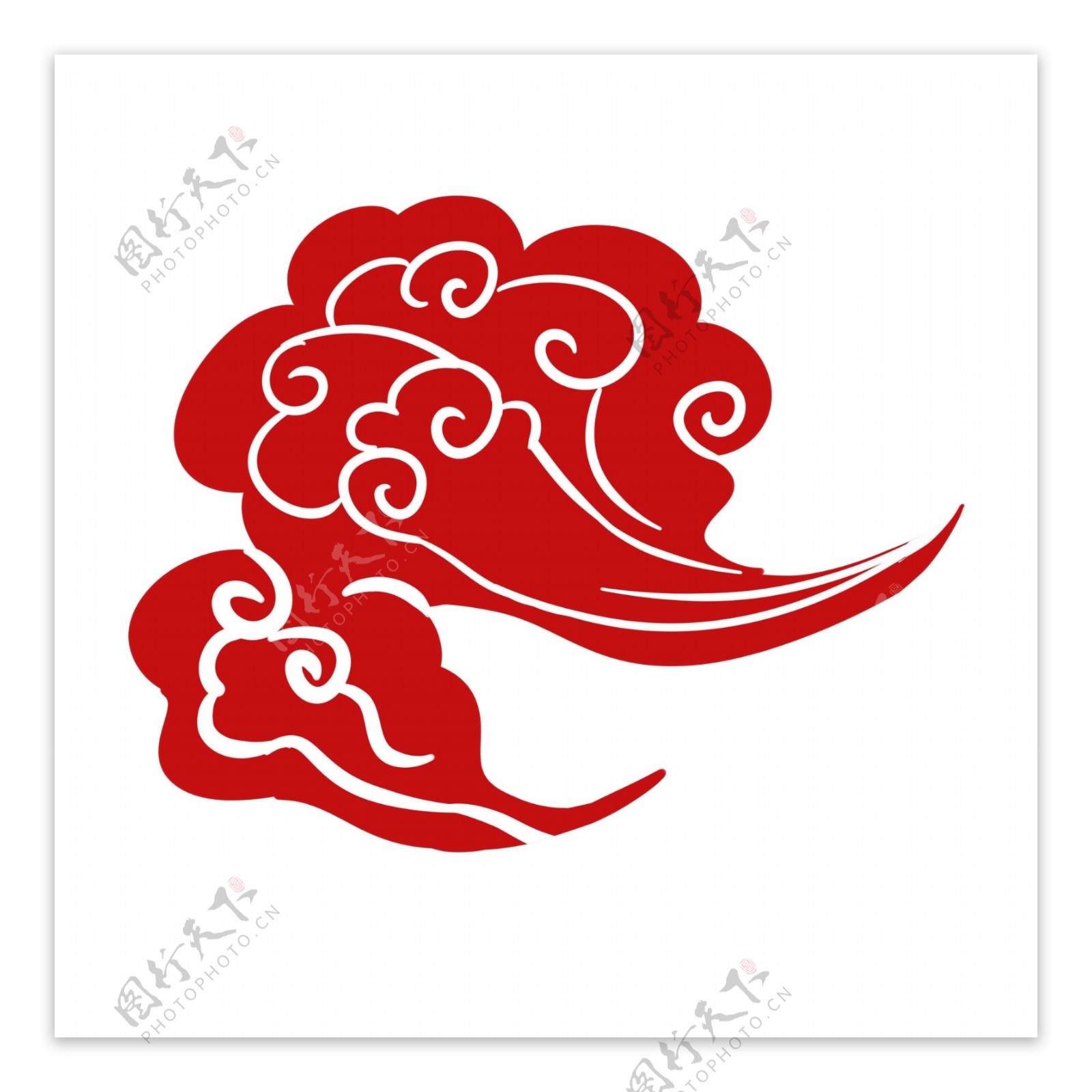 红色祥云中国风手绘可商用元素大气典雅