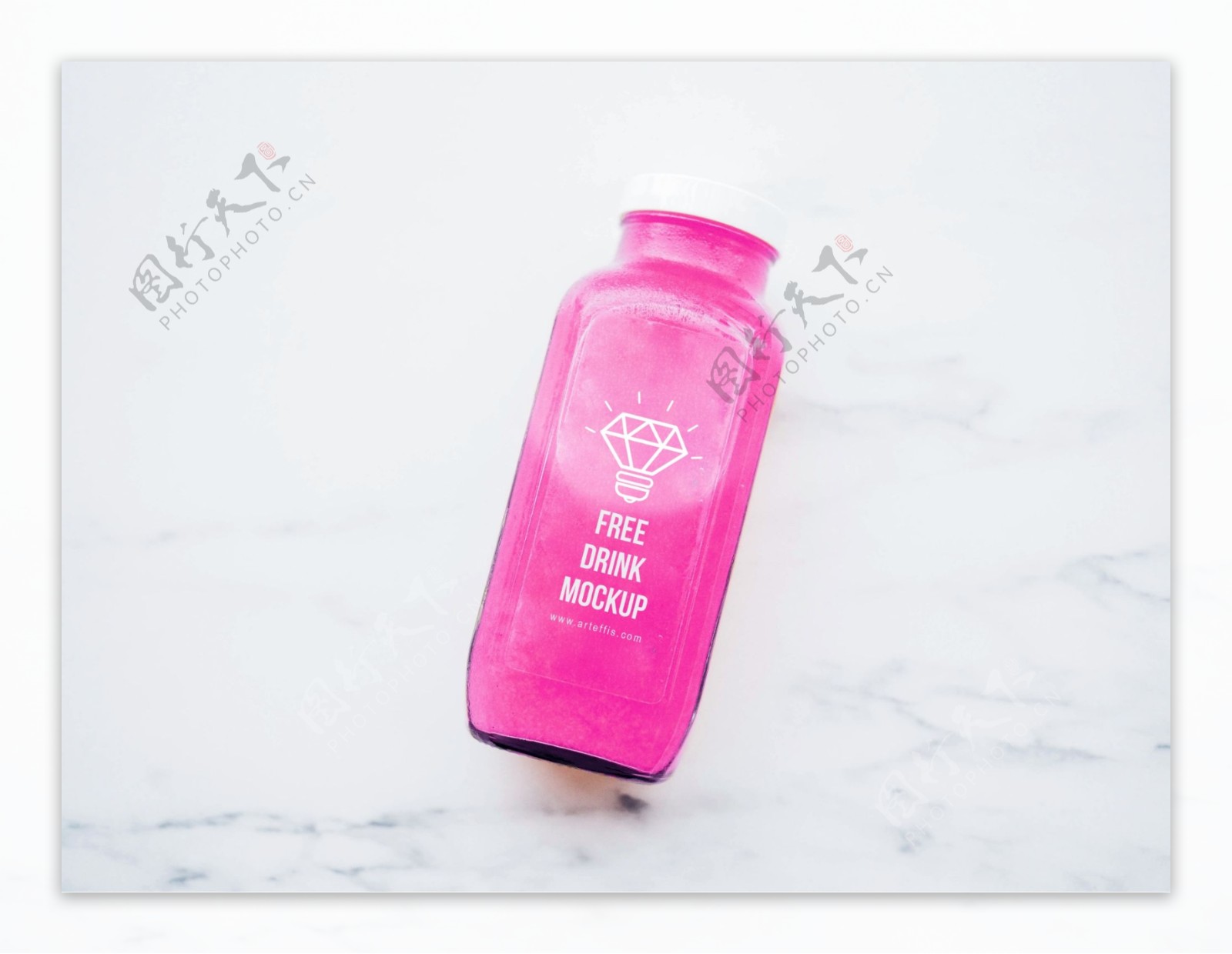 饮料果汁玻璃瓶logo贴图VI样机