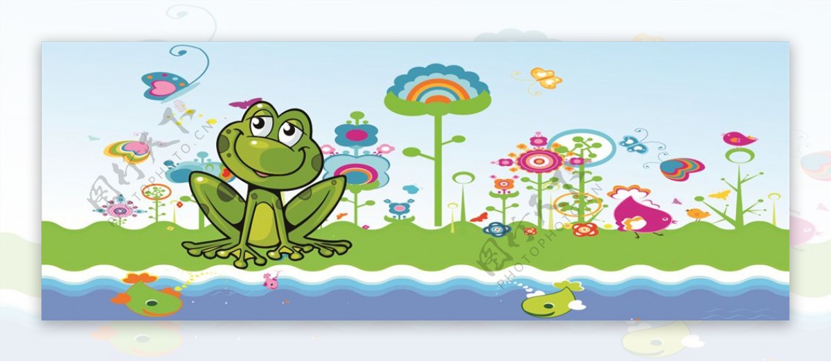 青蛙卡通背景墙