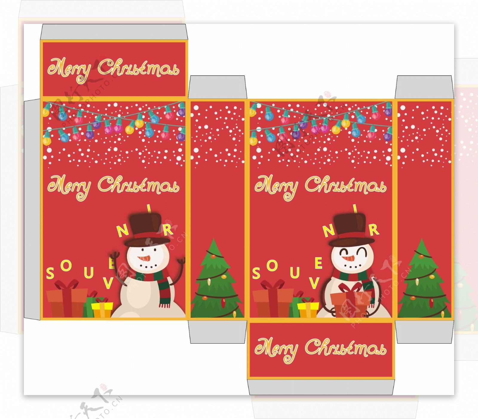 圣诞节红色卡通包装盒aieps