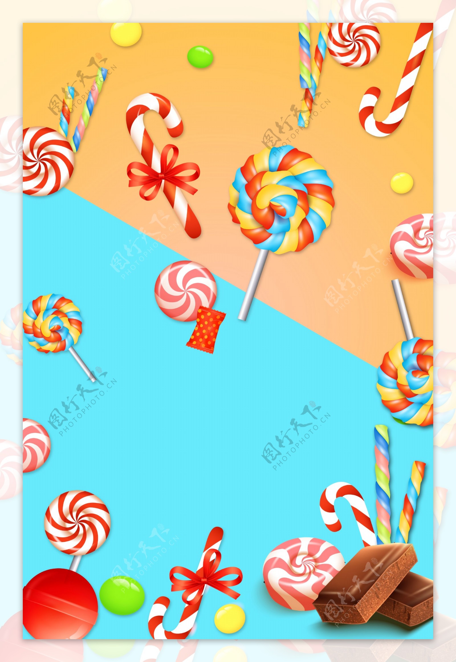 漂亮的彩色棒棒糖海报背景素材