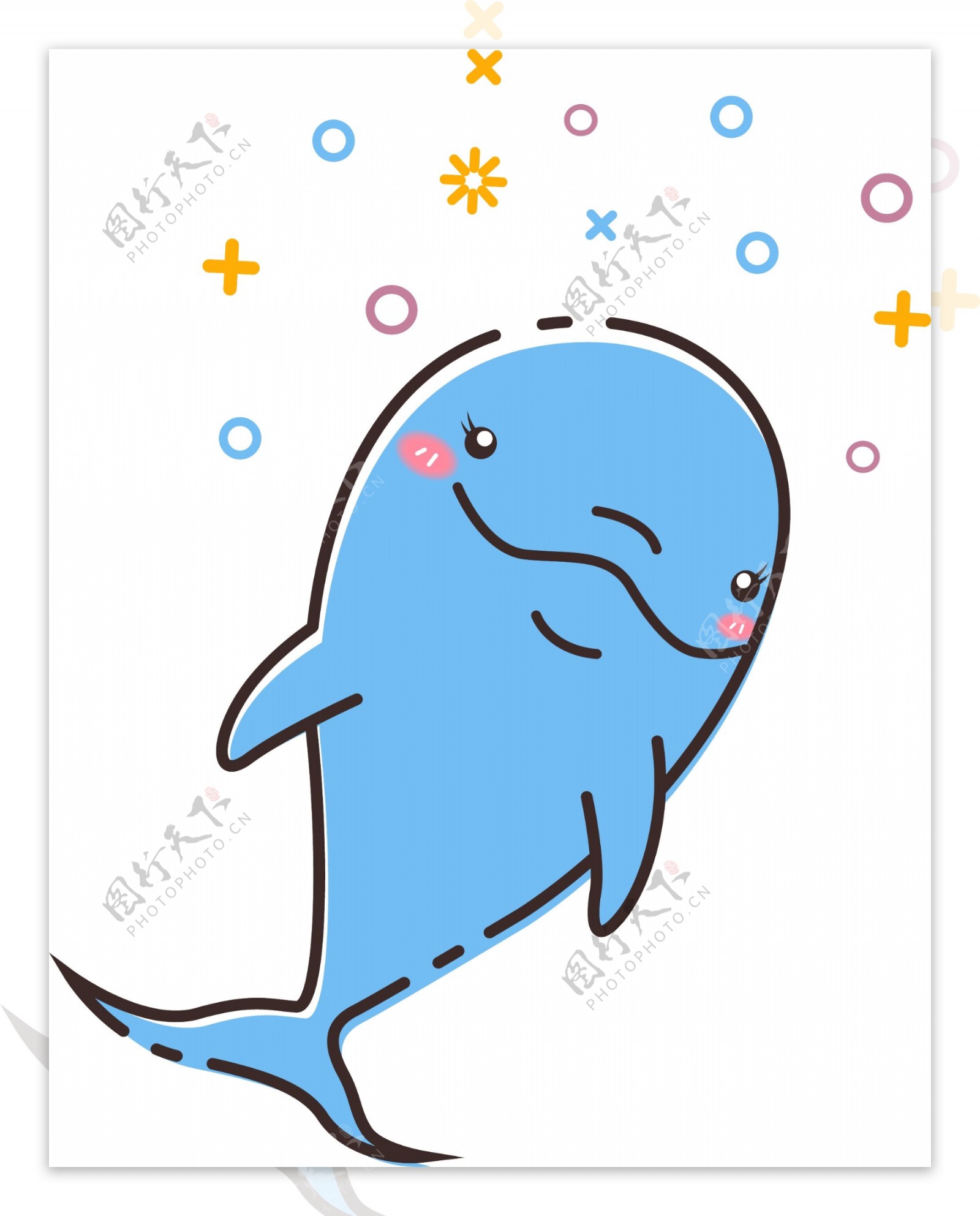mbe卡通海豚图标卡通矢量图案可商用素材