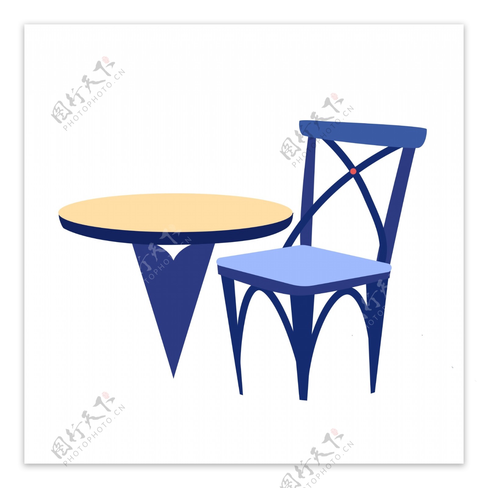 卡通桌子和凳子设计可商用元素