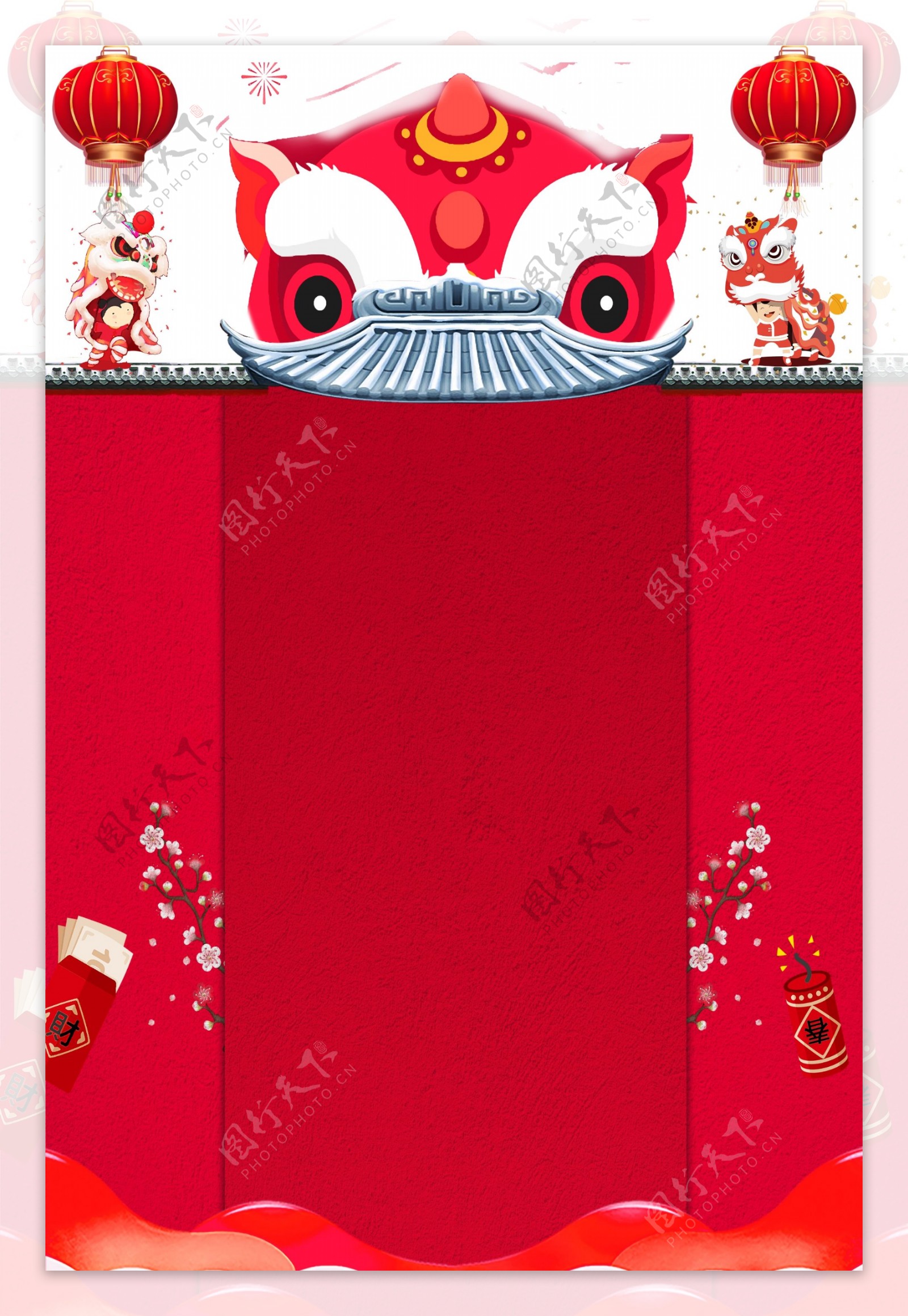 鲤鱼红色猪年新年广告背景图