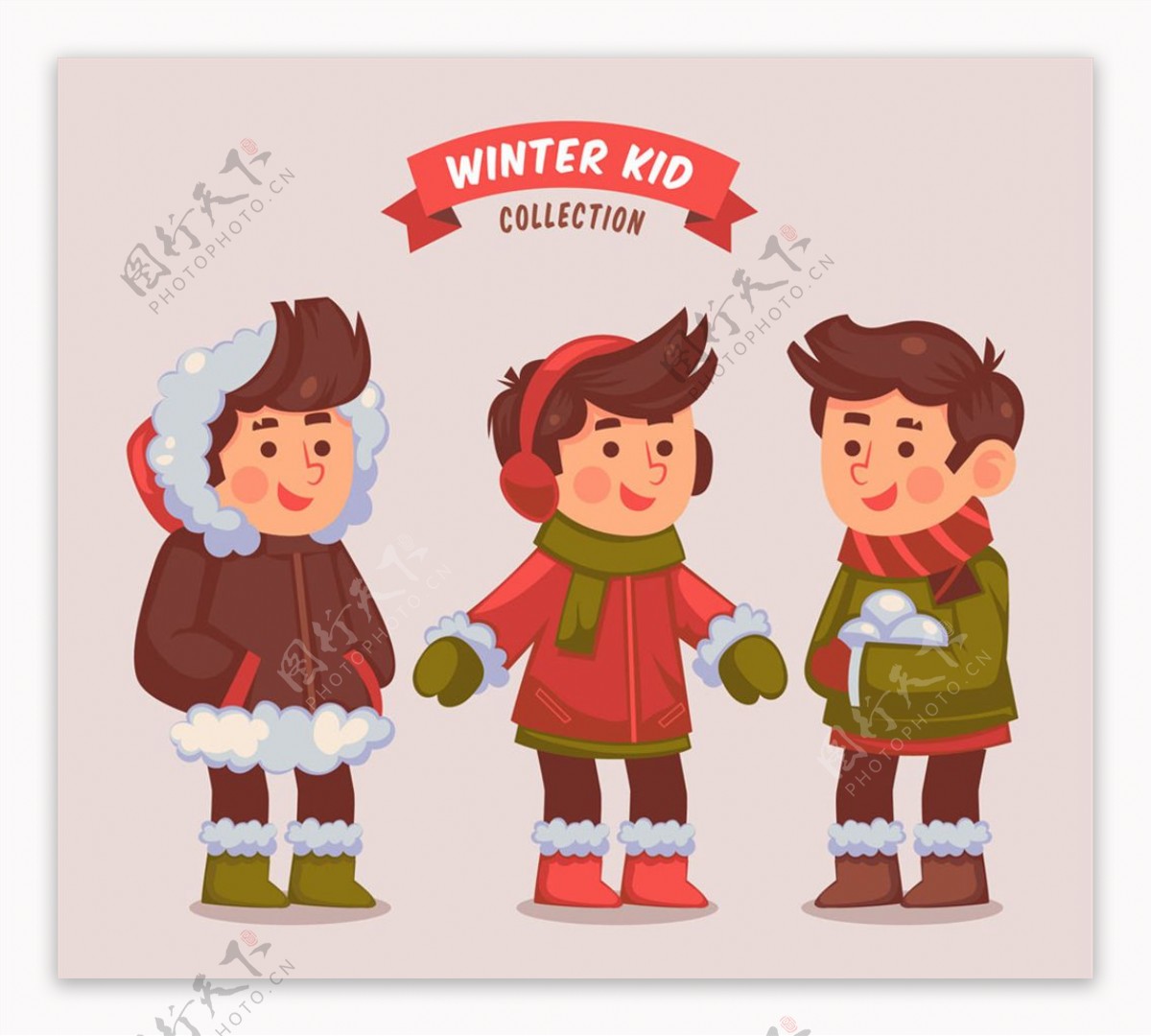 3款冬季着装男孩