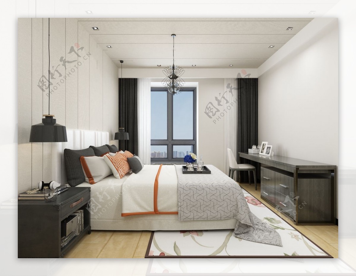 法式现代风格卧室空间装修设计效果图