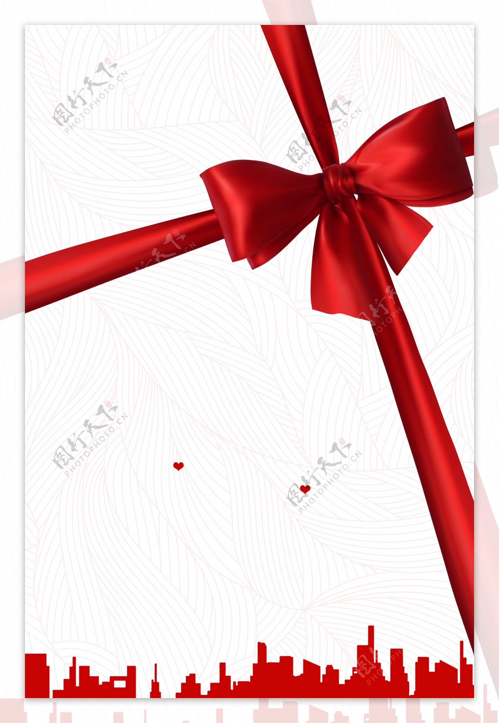 红色礼盒蝴蝶结感恩节背景设计