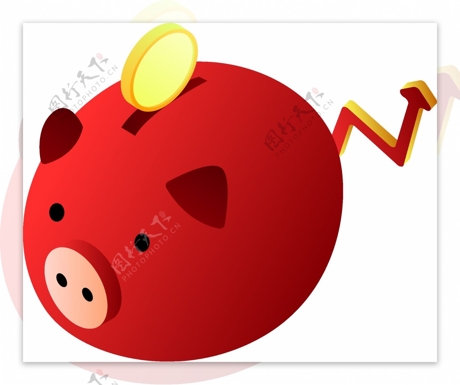 红色小猪半立体存钱罐