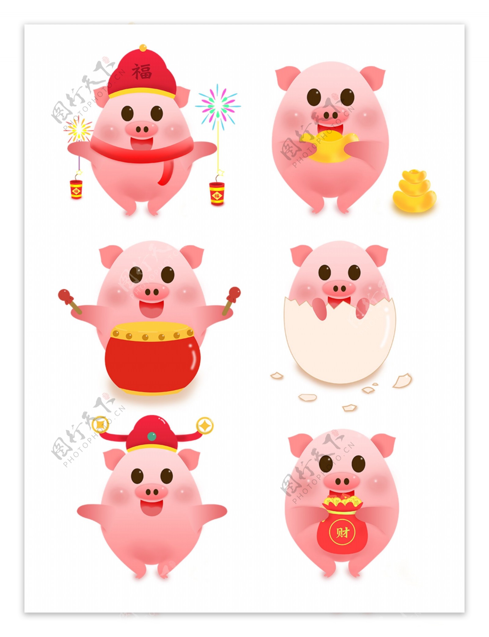 猪粉红卡通形象喜庆新年可商用元素