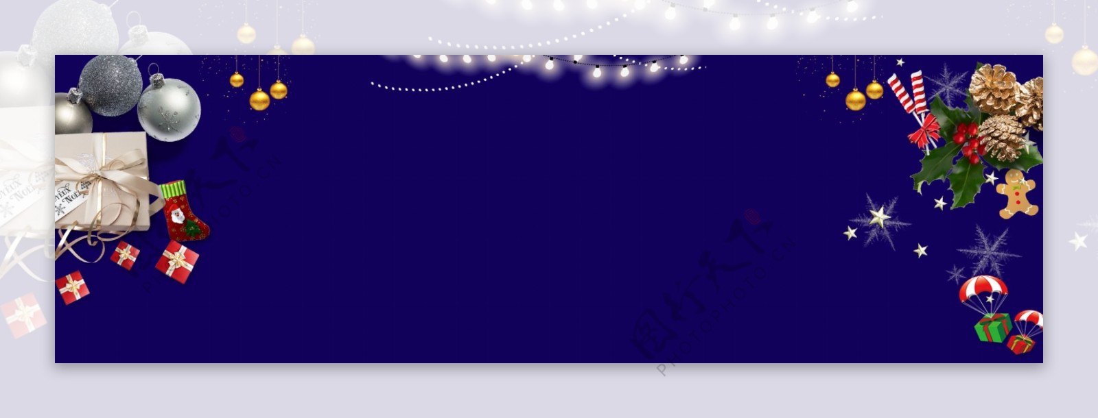 蓝色圣诞树圣诞节卡通banner背景