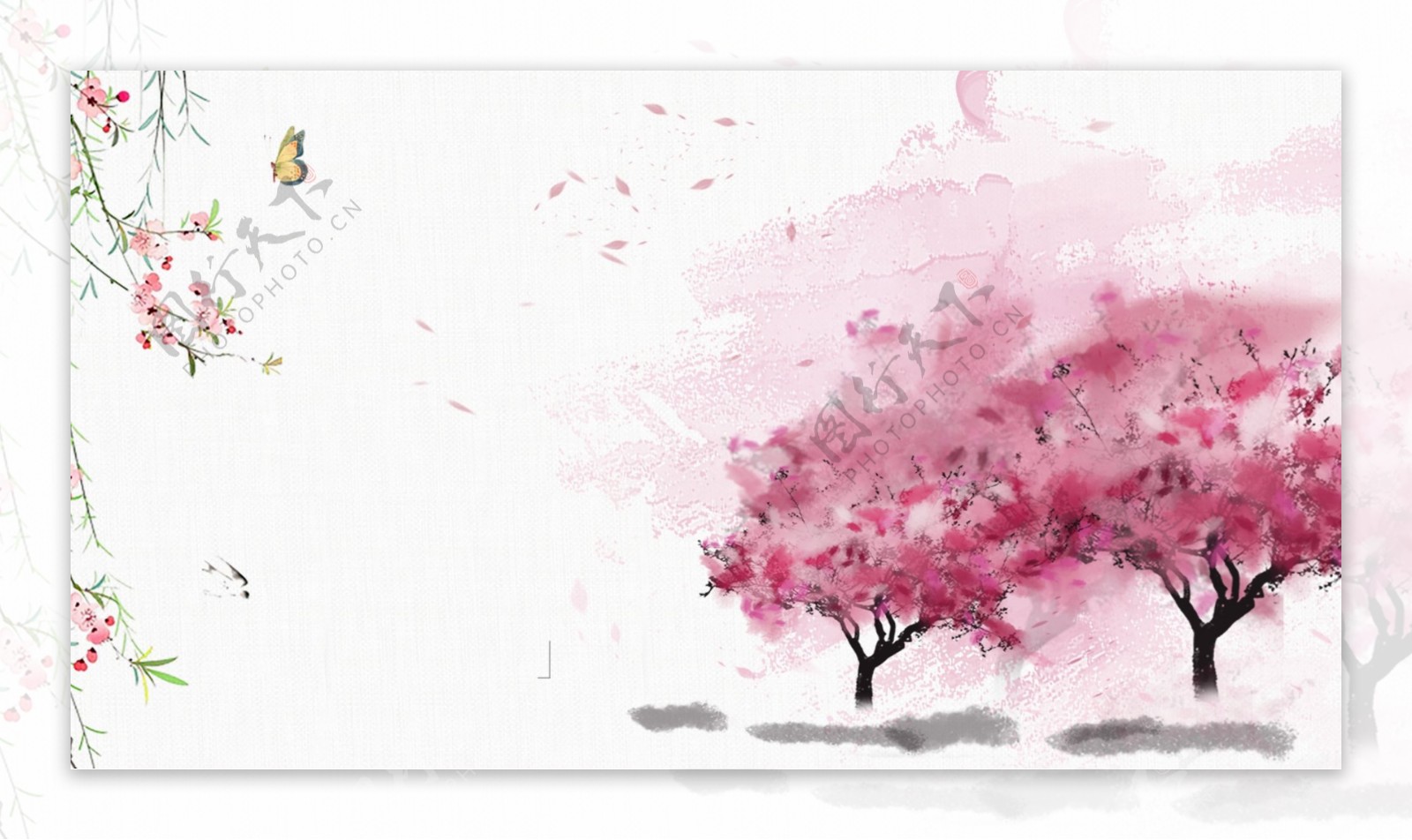 春季桃花树唯美背景