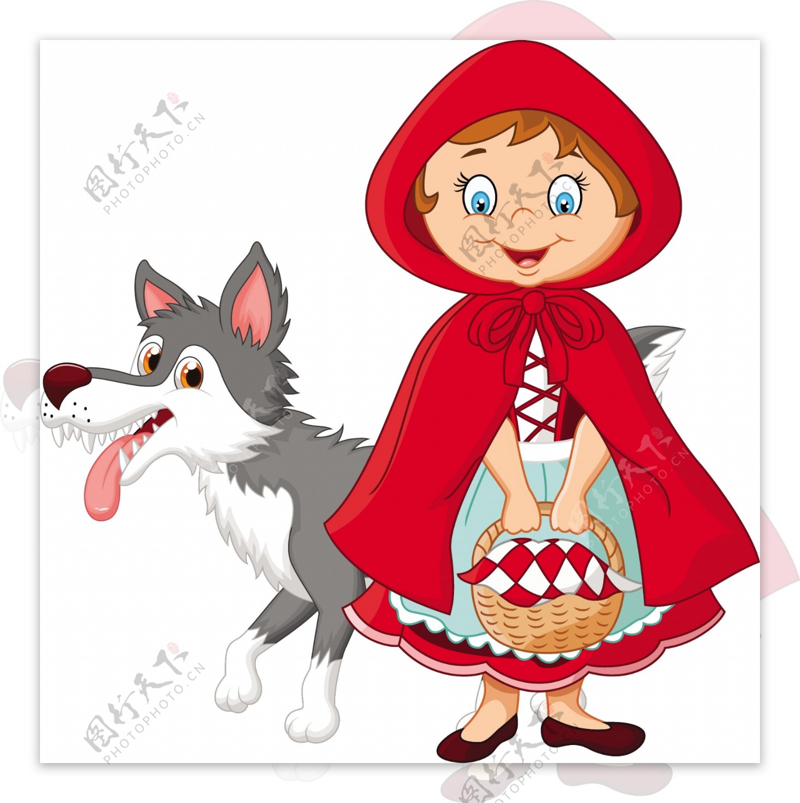 卡通童话故事狼外婆和小红帽